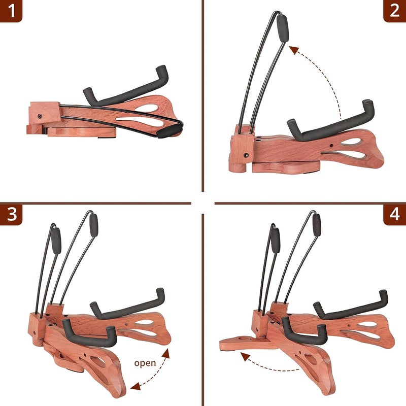 DIDA Guitar Stand, Guitar Stand for Acoustic Guitar, Foldable Wooden Guitar Floor Stand with Non-slip Rubber and Soft Foam, Portable Musical Instrument Holder (Rosewood) - Image 5